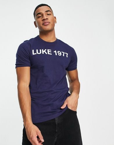 Luke - T-shirt blu navy con stampa - Luke - Modalova