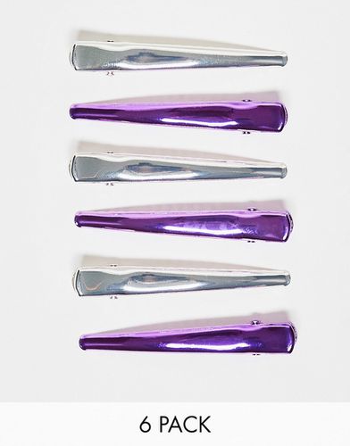 Confezione da 6 fermagli per capelli viola e argento metallizzati - Monki - Modalova