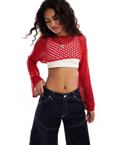 Crop top super corto stile bolero in maglia all'uncinetto traforata - Monki - Modalova