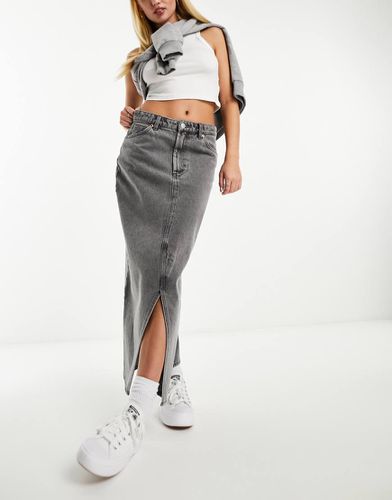 Monki - Gonna midi in denim grigio - Monki - Modalova