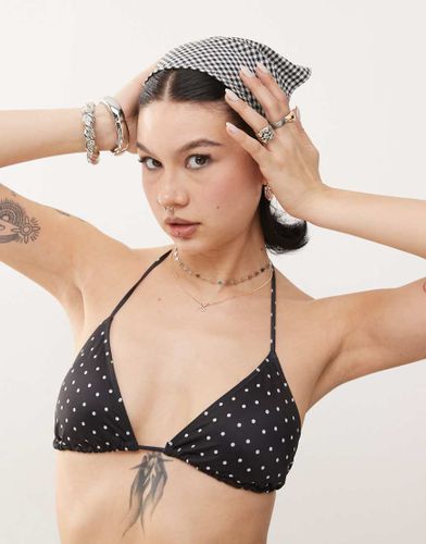 Mix and Match - Haut de bikini triangle à pois avec liens à nouer - et blanc - Monki - Modalova