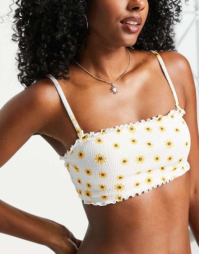 Top bikini arricciato con stampa di girasoli - MULTI - Monki - Modalova