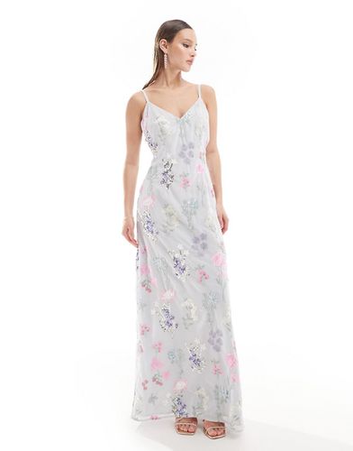 Premium - Vestito lungo ricamato con spalline sottili e motivo a fiori - Maya - Modalova