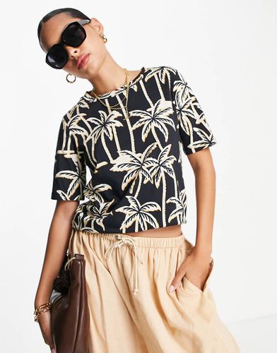 T-shirt girocollo in cotone con stampa di palme - Maison Scotch - Modalova