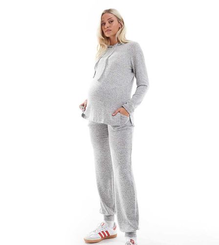 Mamalicious Maternity - Joggers in jersey chiaro mélange con fondo elasticizzato in coordinato - Mama.licious - Modalova