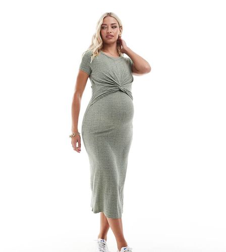 Mamalicious Maternity - Vestito midi a maniche corte per l'allattamento con nodo sul davanti - Mama.licious - Modalova