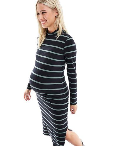 Mamalicious Maternity - Vestito midi a righe e verde - Mama.licious - Modalova