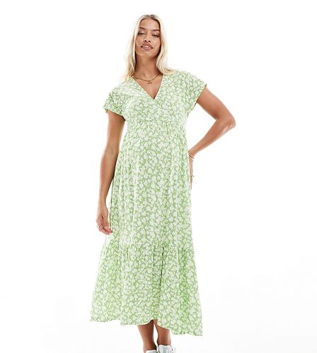 Mamalicious Maternity - Vestito midi con scollo a V verde con stampa a fiori - Mama.licious - Modalova