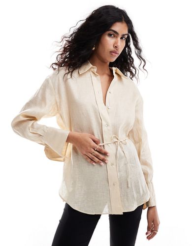 Selection - Camicia in lino con gemelli a barretta color oro - Mango - Modalova