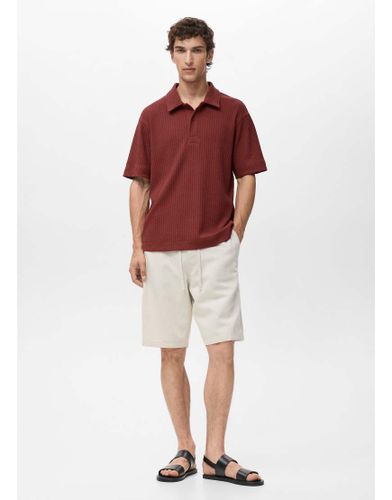 Polo côtelé à manches courtes en coton mélangé - foncé - Mango - Modalova