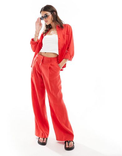 Pantaloni in lino rossi in coordinato - Mango - Modalova