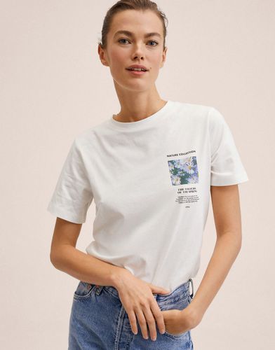 T-shirt bianca con grafica floreale - Mango - Modalova