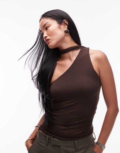 Top asymétrique avec détail ras de cou - Marron - Mango - Modalova