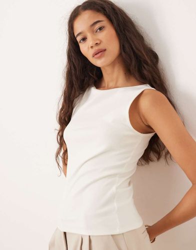 Top sans manches à encolure bateau - Beige - Mango - Modalova