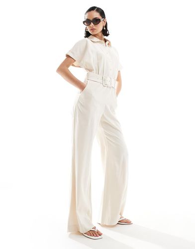 Tuta jumpsuit beige oversize con cintura - Mango - Modalova