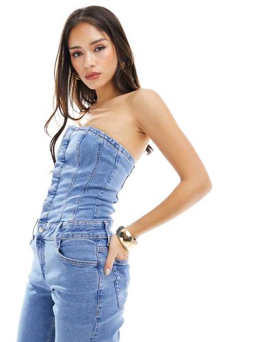 Tuta jumpsuit in denim chiaro con scollo Bardot - Mango - Modalova