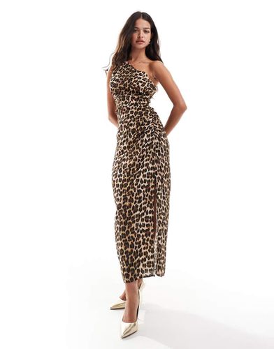 Vestito midi monospalla con stampa leopardata - Mango - Modalova