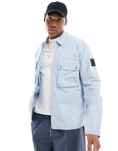 Camicia giacca in cotone slavato parachute color azzurro - Marshall Artist - Modalova