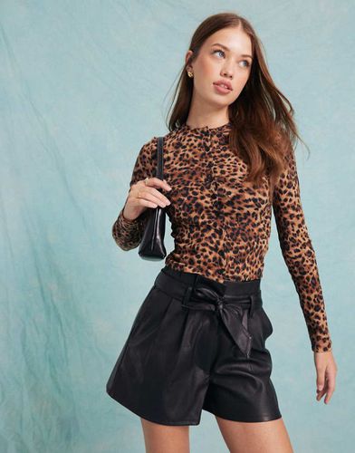 Cardigan leopardato a coste con bottoni - Miss Selfridge - Modalova