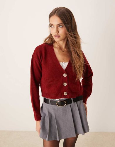 Cardigan squadrato bordeaux con cuciture a vista - Miss Selfridge - Modalova