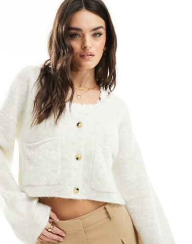 Cardigan squadrato con tasche color crema - Miss Selfridge - Modalova