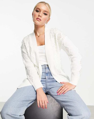 Cardigan taglio lungo in maglia a trecce con perle sintetiche - Miss Selfridge - Modalova