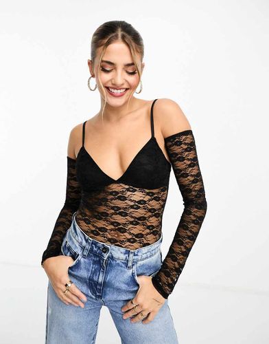 Body in pizzo con maniche rimovibili - Miss Selfridge - Modalova