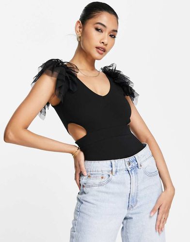 Body con cut-out e volant in organza - Miss Selfridge - Modalova