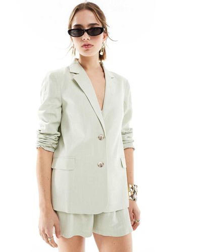 Blazer comodo in lino salvia in coordinato - Miss Selfridge - Modalova