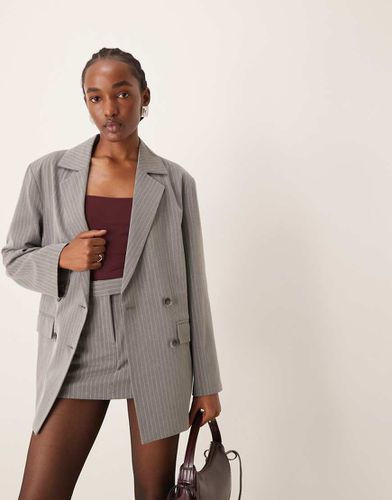 Blazer extra largo oversize doppiopetto gessato in coordinato - Miss Selfridge - Modalova