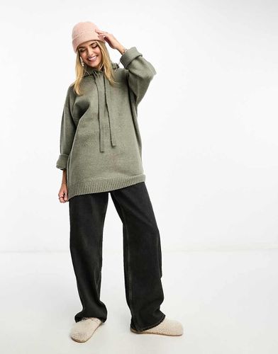 Felpa con cappuccio oversize in maglia antracite mélange taglio lungo - Miss Selfridge - Modalova