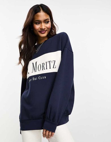 Felpa oversize da sci con scritta "St Moritz" - Miss Selfridge - Modalova