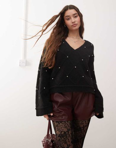 Maglione con maniche ampie decorato con strass - Miss Selfridge - Modalova