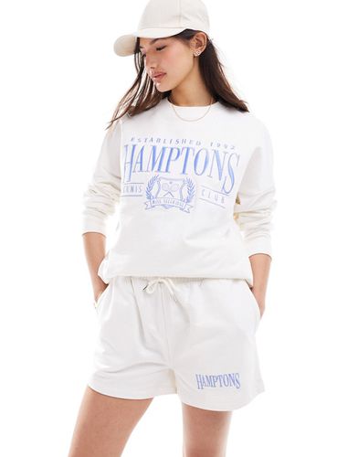 Pantaloncini della tuta bianchi con scritta Hamptons in coordinato - Miss Selfridge - Modalova