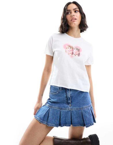 T-shirt bianca con stampa di gattini - Miss Selfridge - Modalova