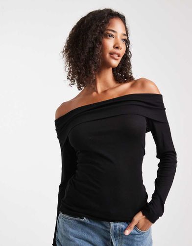 Top à encolure Bardot en maille fine - Miss Selfridge - Modalova