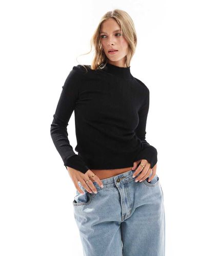 Top a maniche lunghe con collo a imbuto in maglia trasparente - Miss Selfridge - Modalova