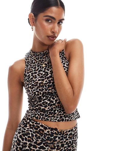 Top leopardato con scollo a vogatore in coordinato - Miss Selfridge - Modalova