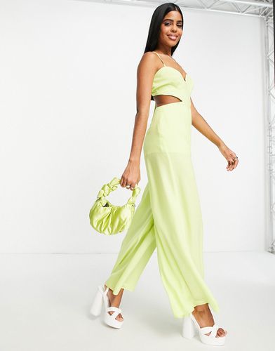Tuta jumpsuit con cut-out effetto lino verde lime - Miss Selfridge - Modalova