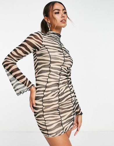 Vestito corto in rete zebrata con cuciture smerlate - Miss Selfridge - Modalova