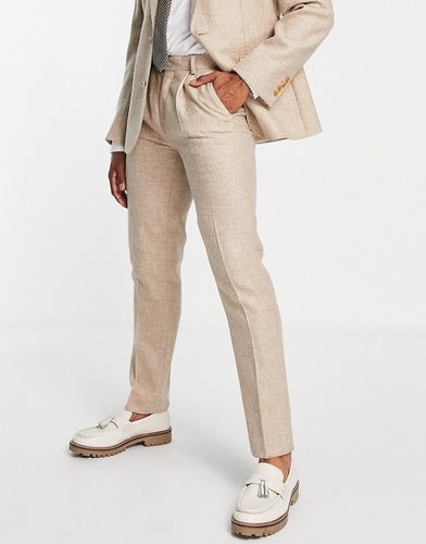 British - Pantaloni da abito slim in tweed color pietra - Noak - Modalova