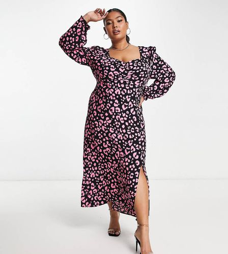 Rosie - Vestito midi con scollo a cuore e stampa leopardata rosa - Nobody's Child Plus - Modalova