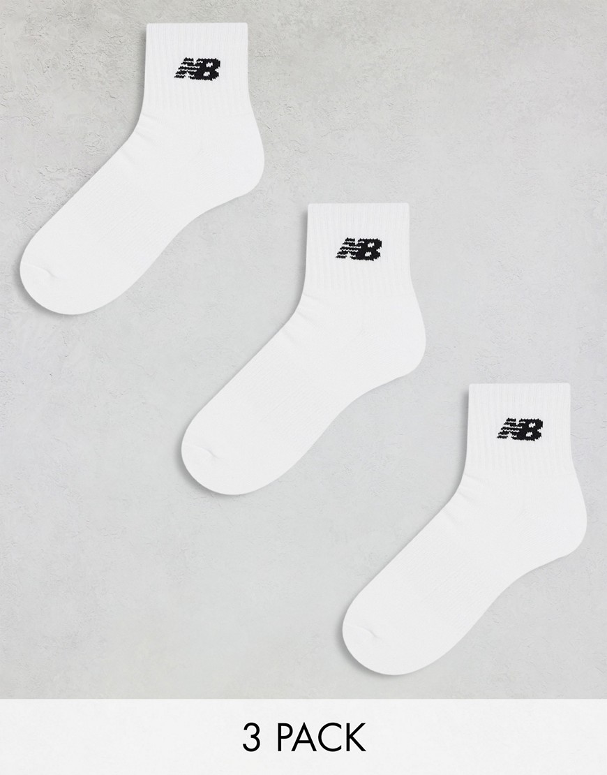 Confezione da 3 calzini alla caviglia bianchi con logo - New Balance - Modalova