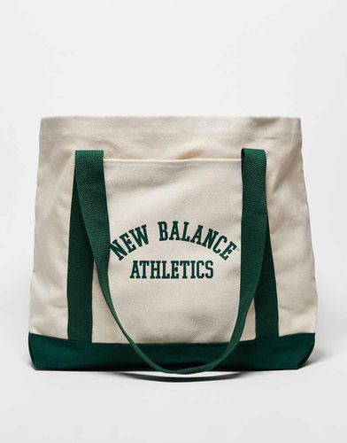 Borsa shopping in tela bianca e verde con logo e scritta "Athletics" - New Balance - Modalova