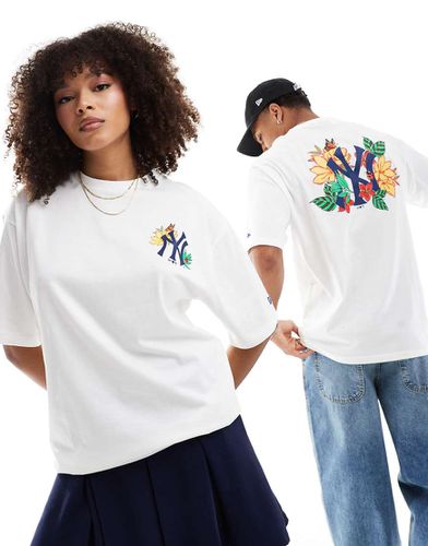 New York Yankees - T-shirt unisex bianca con grafica a fiori - New Era - Modalova