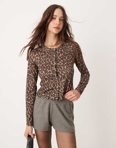 Cardigan in tessuto a rete con stampa leopardata - New Look - Modalova