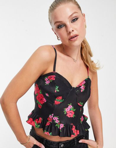 Crop top a corsetto a fiori - New Look - Modalova