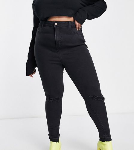 New Look Curve - Jeans skinny neri con strappi sulle ginocchia - New Look Plus - Modalova