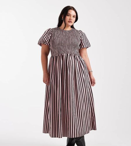 New Look Curve - Robe froncée mi-longue à rayures - New Look Plus - Modalova