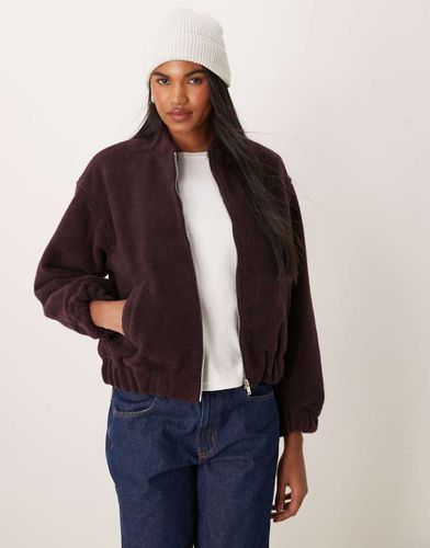 Giacca bomber oversize bordeaux testurizzato - New Look - Modalova